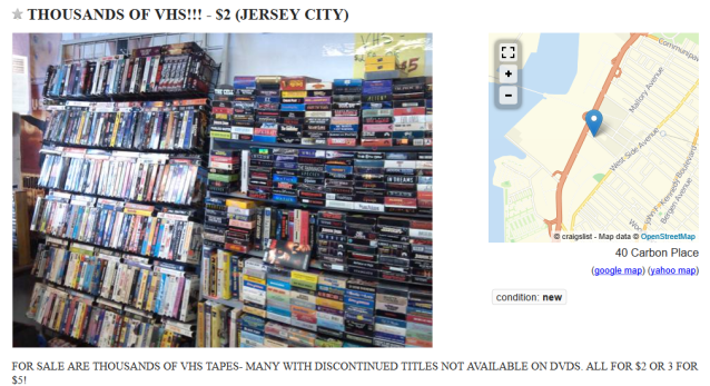 VHS collection on craigslist